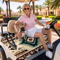 thumbnail image 3 of Golf Cart Seat Covers for 2 Seater,Boho Brown Teal Red Microfiber Cart Seat Towel Blanket,Southwestern Geometric Abstract Retro Absorbent NonSlip Bench Seats Protector for Golf Course 51"x31", 3 of 9