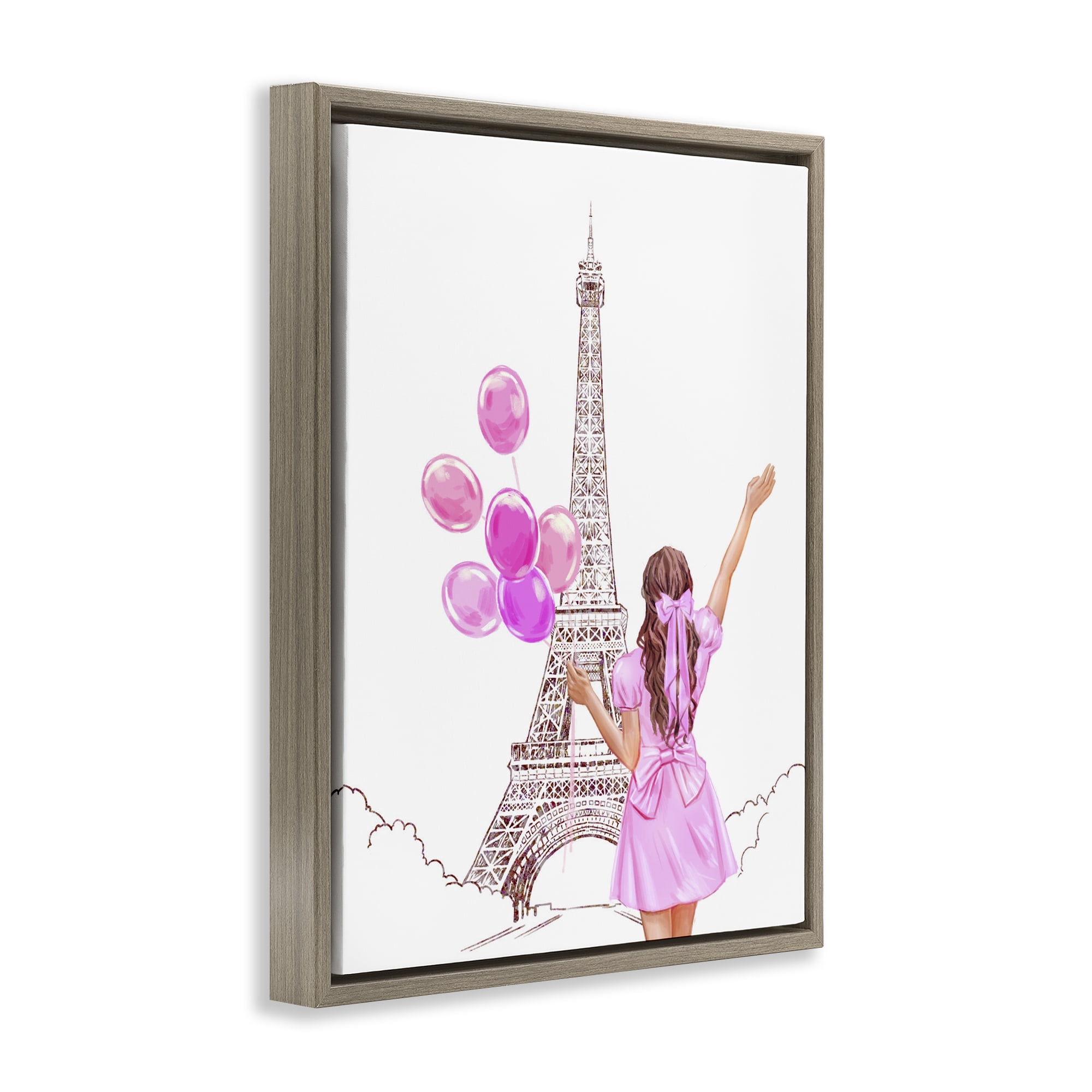 Stupell Industries Chic Paris Celebration Brown Framed Floater Canvas Wall Art, design by Ziwei Li