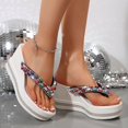 thumbnail image 4 of Dakaela Women's Platform Flip Flop Rhinestones Arch Support Summer Thong Sandals Soft Cushion Slippers, 4 of 7