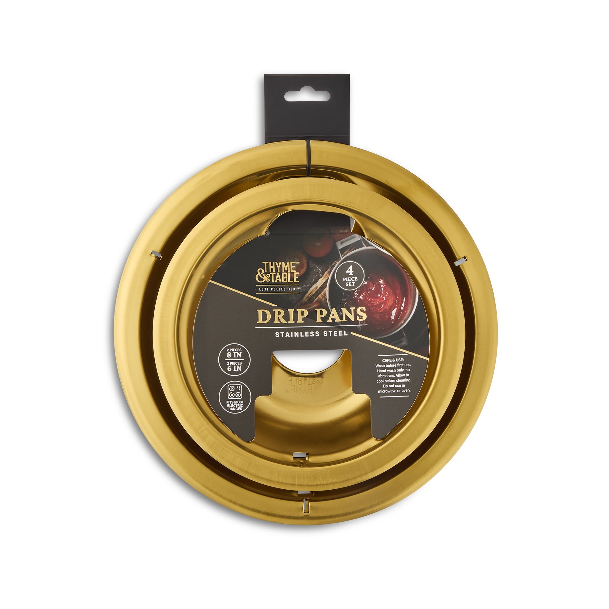 Thyme & Table 4-Piece Gold Stainless Steel Electric Range Drip Pan Set