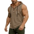 thumbnail image 5 of HappyYEE Men's Hooded Tank Tops Pullover Sleeveless Shirts with Drawstring Workout Gym Training Athletic Tank Top Khaki XXL, 5 of 9
