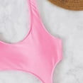 thumbnail image 6 of One Piece Swimsuit Women High Cut Bathing Suit with Cover Up Skirt Solid Color One-Piece Swimsuits Trendy (Pink XL), 6 of 6