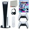 Sony Playstation 5 Disc Version (Sony PS5 Disc) with White Extra Controller, Headset, Media Remote, Destruction Allstars and Microfiber Cleaning Cloth Bundle