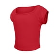 thumbnail image 6 of Landzoo Girls T Shirt Solid Color Short Sleeve Square Collar Shirt Summer Cozy Soft Toddler Kids Girls Tees Size 4-5 Years Red, 6 of 9