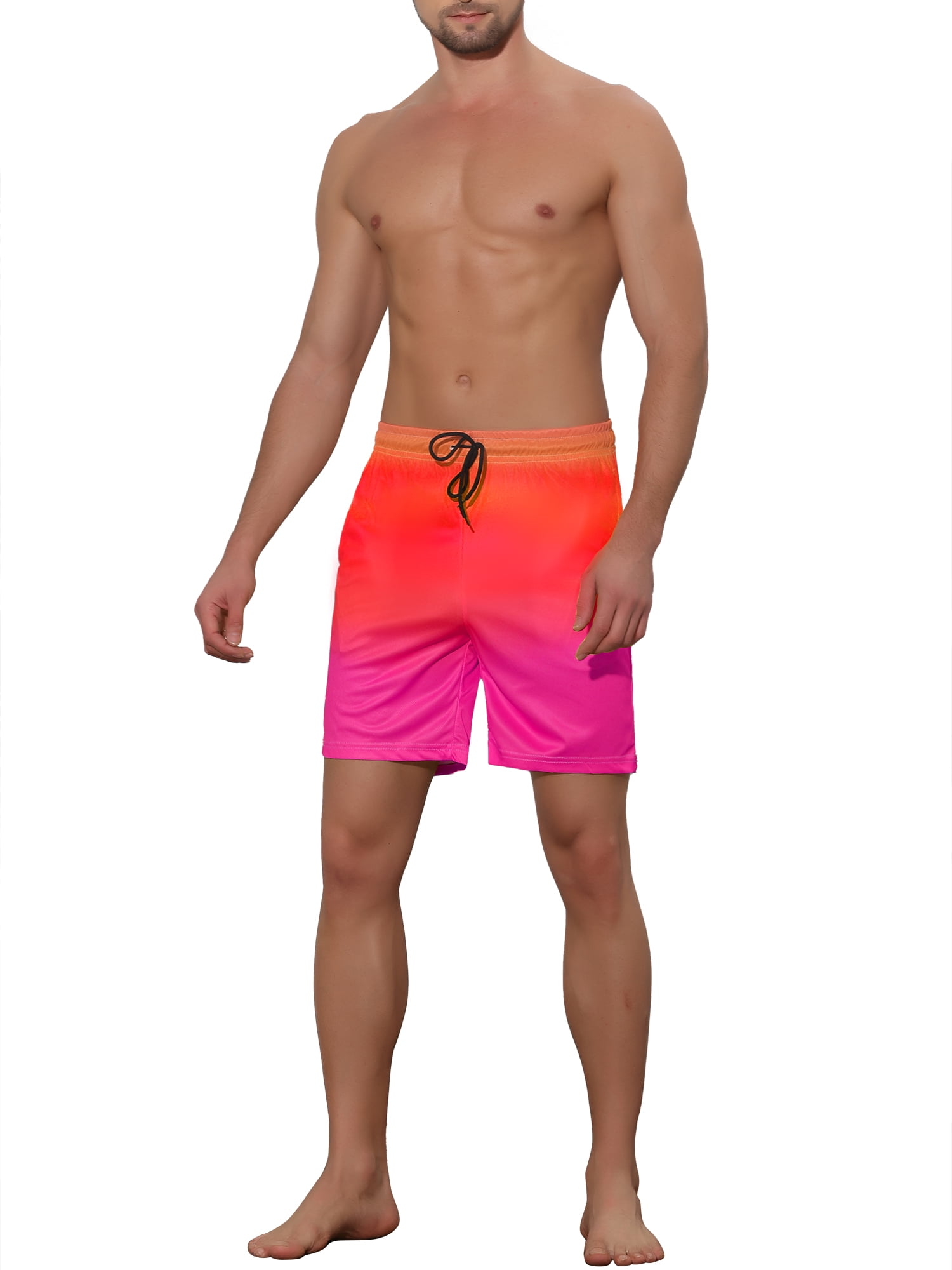 DARING DIVA Men's Drawstring Waist Beach Swimwear Shorts for Adventure 36 Orange