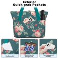 thumbnail image 2 of Tote Bag for Women - Pioneer Flower Shoulder Bag - Large Utility Work Duffle Bag with Zipper Handbag for Travel, Work, Sprots, 2 of 5