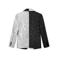 thumbnail image 4 of YEAHDOR Kids Boys Shiny Sequins Circus Magician Costume Wedding Proms Party Outerwear Lapel Long Sleeve Blazer Jacket Black&Silver 10, 4 of 5