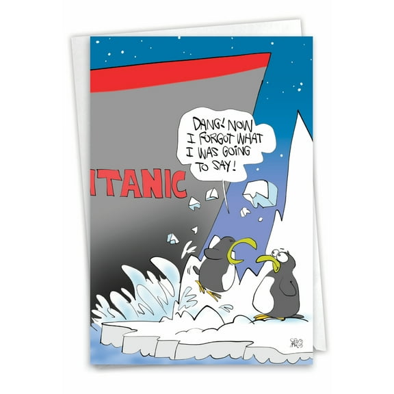 1 Funny Birthday Card with Envelope - Titanic Bump Belated C7263BEG