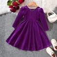 thumbnail image 2 of XEGLSBU Fall Dresses with Sleeves Knee Length Toddler Girls Long Sleeve Dresses Bowknot Hollow out Princess Dress Clothes Fall Dresses Purple Size 12-18 Months, 2 of 6