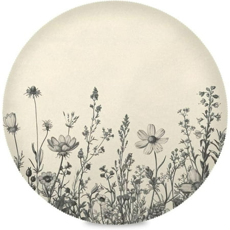 

Tangkunup Wildflowers and Plants Round Placemats Set of 4 Table Mats for Kitchen Washable Non-Slip Place Mats Heat Resistant Place Mats for Kitchen Dining Table Decoration