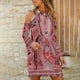 thumbnail image 2 of Vestido casual de manga larga con estampado floral HUOGUO para mujer, 2 of 5
