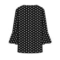 thumbnail image 6 of Edvintorg Womens Tops Polka Dot Flare 3/4 Sleeve Loose Top Fashion V Neck Casual Button Down Shirt Women's Clothing Black M, 6 of 7