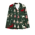 thumbnail image 3 of Women's Classic Button Down Christmas Pajama Set Long Sleeve 2pc Pjs High Waist Pants Sleepwear Pj Set Loungewear, 3 of 4