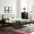 thumbnail image 2 of Platform Bed Frame, Queen Size, Fabric, Wood, Black Beige, Modern Contemporary Urban Design, Bedroom Master Guest Suite, 2 of 10