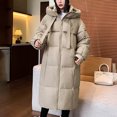 thumbnail image 5 of HAPIMO Women's Oversize Long Coat Winter Fashion Warm Coats Casual Comfy Long Sleeve Zipper Hooded Jacket Coat Solid Pocket Quilted Coats Khaki XL, 5 of 5