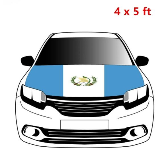 Guatemala Car Hood Cover, Flag 4x5ft Car Bonnet Banner, Universal Fit, Elastic Polyester, Stretchable, Patriotic Automotive Hood Covers, Patriot Gifts