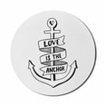 thumbnail image 1 of Anchor Mouse Pad for Computers, Hand Drawn Monochrome Nautical Motifs Love is Words and Heart, Round Non-Slip Thick Rubber Modern Gaming Mousepad, 8" Round, Black and White, by Ambesonne, 1 of 2