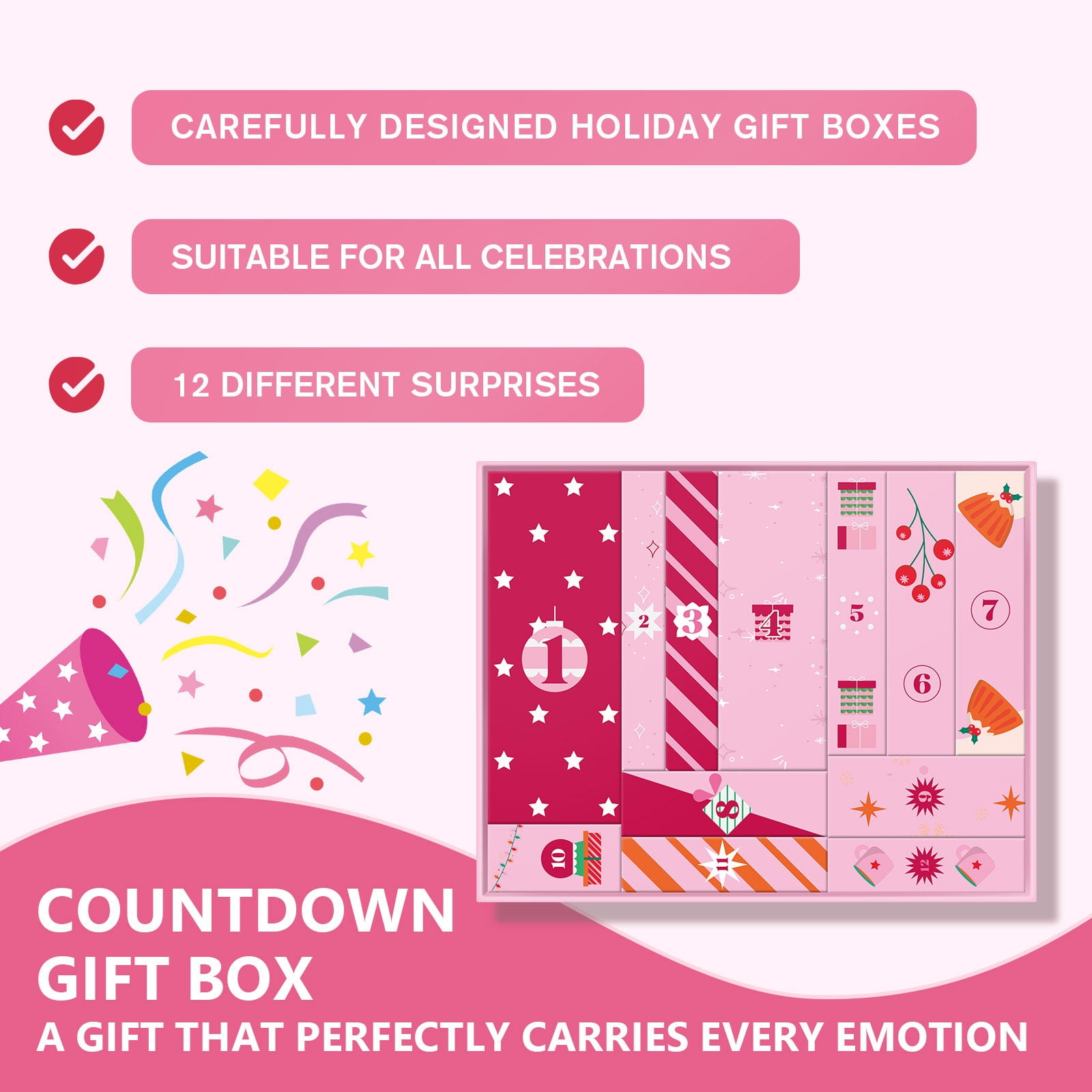 12-Piece Makeup Surprise Box - Advent Calendar for Women & Teens, Holiday Beauty Gift for Her, 100ml