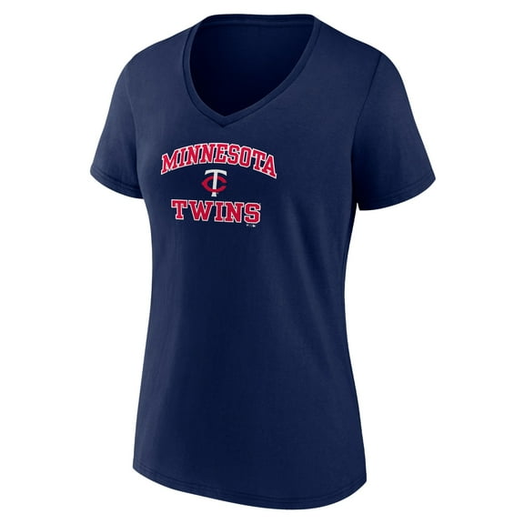 Women's Navy Minnesota Twins Heart and Soul V-Neck T-Shirt