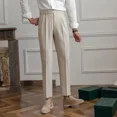 thumbnail image 2 of Pantalones holgados de color caqui para hombre, pantalones de traje ajustados con rayas para hombre, ropa de primera calidad para verano 2024, ropa de primavera y moda, 2 of 5