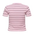 thumbnail image 2 of ONLY Camiseta de mujer - ONLLUPE STRIPE TEE, manga corta, cuello redondo, corte ajustado, rayas Rosa/Rojo XS (X-Small), 2 of 3