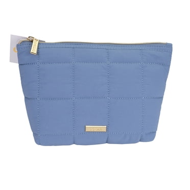 Conair Blue Quilted Clutch, Soft Polyester Beauty Pouch with Gold-Tone Hardware