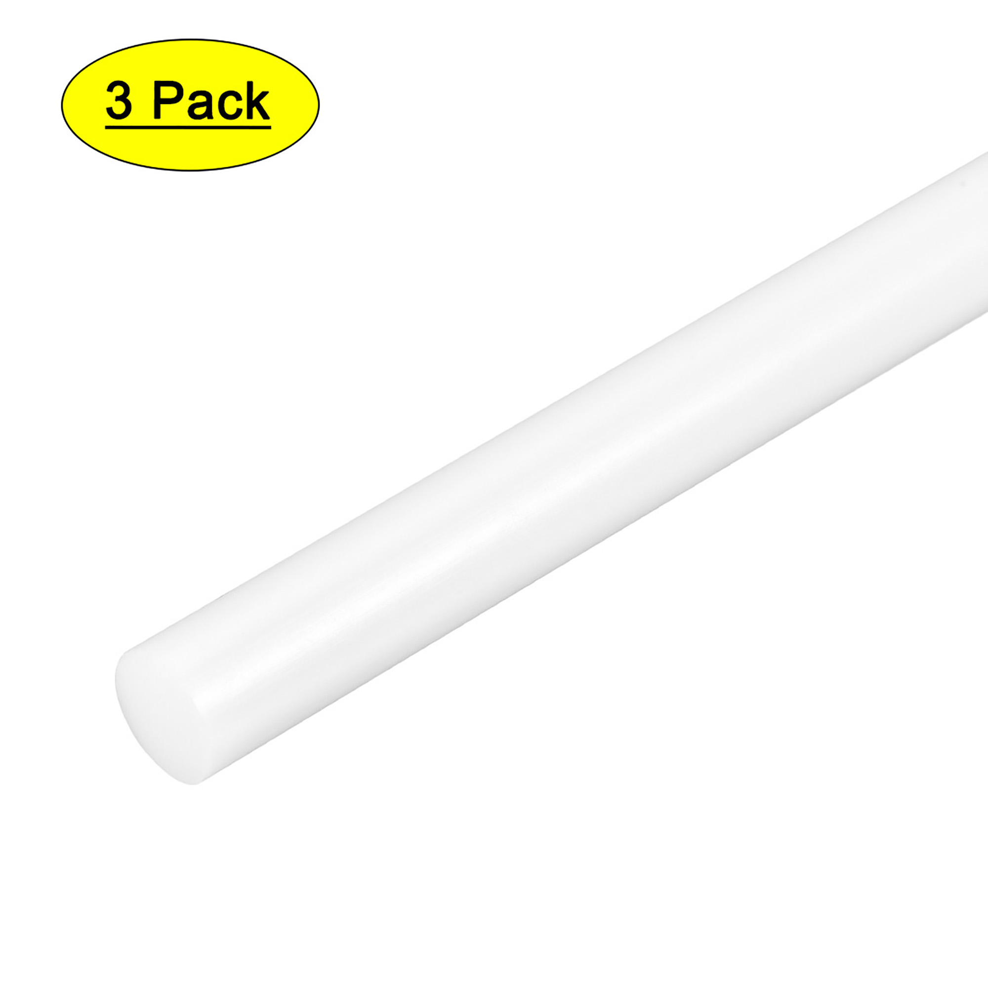 3pcs Plastic Round Rod 5/8" Dia 20" Length White (POM) Polyoxymethylene Rods Engineering Plastic Round Bars(15mm)