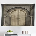 thumbnail image 1 of Moroccan Tapestry, Main Gates of Royal Palace in Marrakesh Morocco Travel Tourist Attraction Photo, Fabric Wall Hanging Decor for Bedroom Living Room Dorm, 2 Sizes, Pale Brown, by Ambesonne, 1 of 1