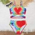 thumbnail image 2 of mgoYE Swimsuit for Girls 8-10 Girls Swimsuits Heart Print Tie Dye Two Piece Bathing Suit Adjustable Straps Bikini Sets(Red,12-13 Years), 2 of 4