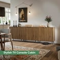 thumbnail image 5 of Smart FENDEE Sideboard Cabinet, Wood Storage Cabinet with 1 Adjustable Shelf, Brown, 5 of 9