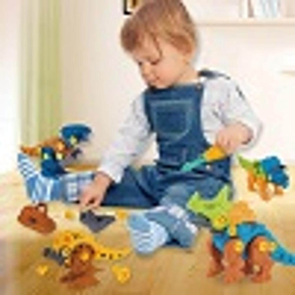 Godderr Kids 4Pcs Dinosaur Building Block Toys ,Assemble Dinosaur Building Block Set for 6-7Y Boys Girls