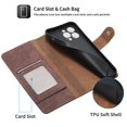 thumbnail image 7 of SaniMore for iPhone 14 Plus 6.7" 2022 Wallet Case, [Removeable Wrist Strap][Zipper Cash Pocket + Card Slots] Flip Kickstand Full Protective Magnetic Closure Retro Cover for iPhone 14 Plus, Brown, 7 of 7