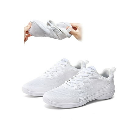 

Ritualay Girls Cheer Shoes Competition Lace Up Athletic Cheerleading Shoe Training Breathable Sneakers White 1 Little Kid