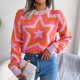 thumbnail image 1 of Suéter de manga larga con estrellas de colores contrastantes de moda europea y americana para otoño e invierno, ropa para mujer, 1 of 6