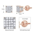 thumbnail image 3 of AFFY Cluster Stud Earrings for Men 1/3 Cttw Round Natural White Diamond Cushion Shape Ear Studs in 10K Solid Rose Gold Jewelry Gift for Him, 3 of 6