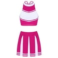 thumbnail image 5 of Aiihoo Womens School Girls Cheerleading Team Uniform Outfits 3Pcs Sleeveless Crop Tops with Pleated Skirt and Headwear Hot Pink XL, 5 of 7