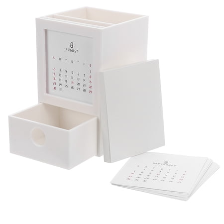 FOMIYES White Decorative Desktop Calendar Pen Stand for Office and Home Use
