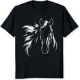 thumbnail image 2 of 100% Cotton Horse Head Graphic Design Unisex Casual Wear Animal Lover Fashion T-Shirt, 2 of 5