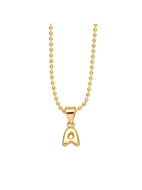 LINXIQIN Jewelry Initial Pendant Necklace for Men Womens, 14K Gold Plated Full Letter Capital Necklace Alphabets from A-Z Figaro Chain Necklace