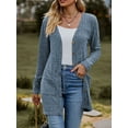thumbnail image 4 of Diconna Women Fashion V-Neck Cardigan Solid Color Rib Long Sleeve Sweater Button-Down Fall Casual Soft Knit Coat, 4 of 7