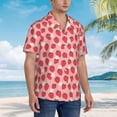 thumbnail image 2 of Lsque Strawberry And Flowers pattern Hawaiian Shirt for Men, Unisex Summer Beach Casual Short Sleeve Button Down Shirts-Large, 2 of 9
