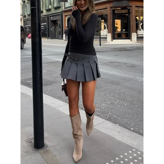 Women's Pleated Mini Skirt, New High Waist Basic Style, Streetwear Casual Summer Skort Elegant