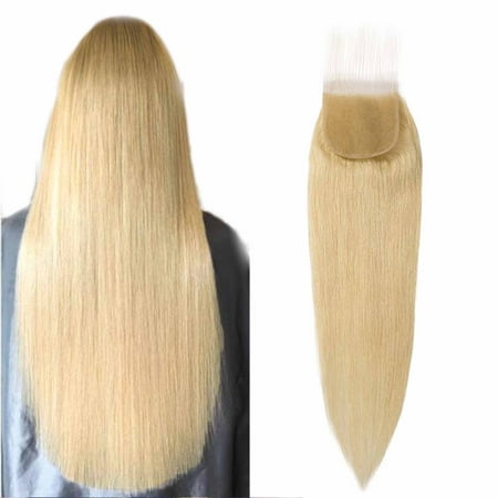 S-noilite Blonde Hair Bundles With Lace Closure Free Part Honey Blonde Brazilian Virgin Hair Weave 7A Blonde Human Hair-18
