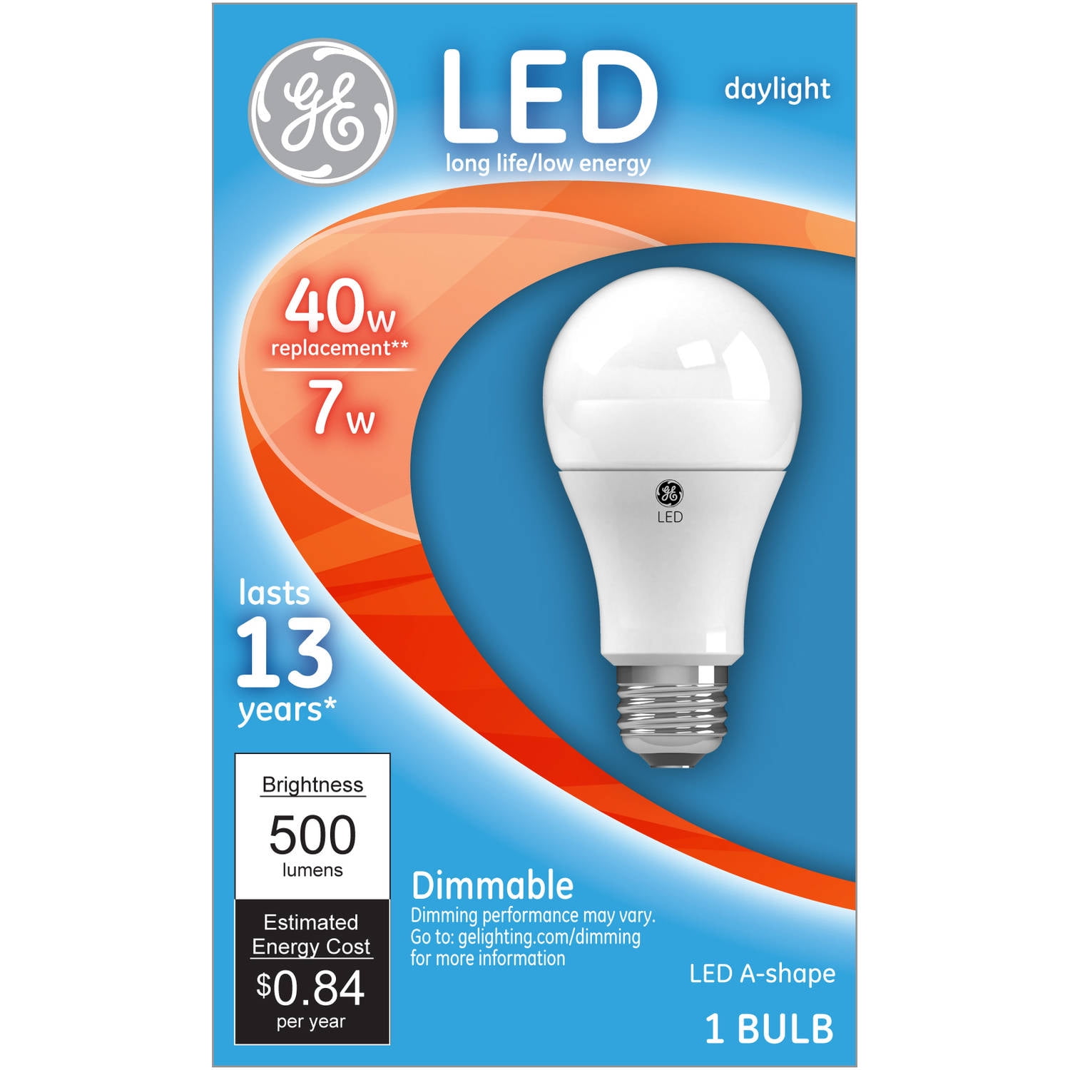 GE LED 7W (40W Equivalent) Daylight General Purpose, 1pk - Walmart.com