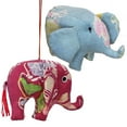 thumbnail image 2 of Batik Sarong Fabric Elephant Hanging Figurine Ornament Each Hand Made Using Recycled Batik Fabric, Makes For Great Christmas Tree Holiday Arrangement Décor Set of 2, 2 of 3