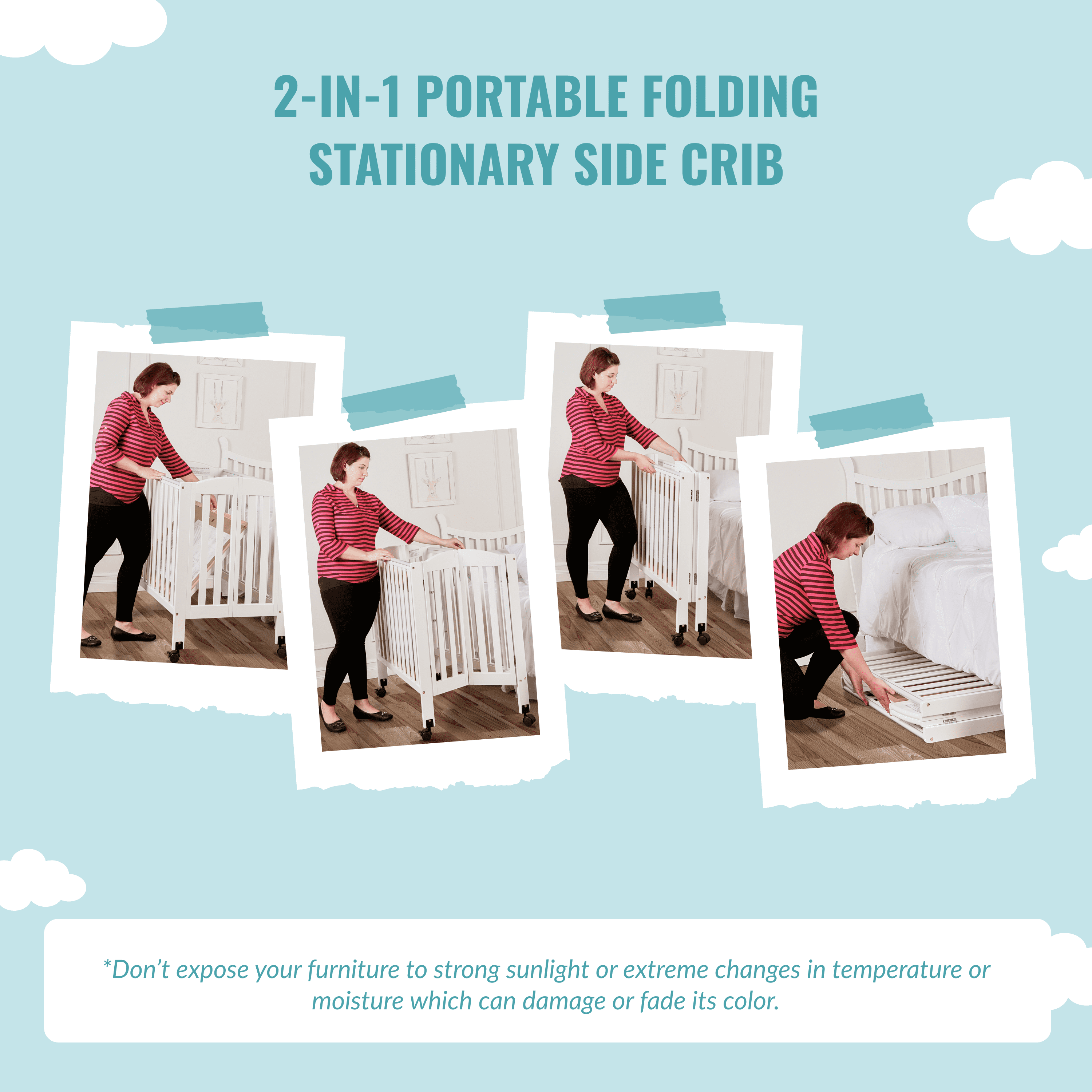 Dream on me 2 in 1 portable folding stationary side crib sale