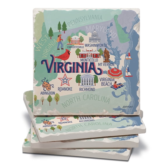Thirstystone Virginia State Attractions Tumbled Tile Coaster 4-Pack