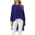 thumbnail image 1 of INSPIRAR CHIC Blusas Asimétricas de Manga Larga con Cuello Redondo para Mujeres, Casual y Elegante, Color Azul Profundo, Talla S, 1 of 6
