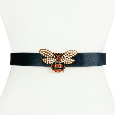 Two 12 Fashion Women's Designer Vegan Horsehair Belt with Bee Buckle -
