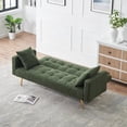thumbnail image 3 of The 71.7 - inch Green Teddy Fleece Sofa Bed, Seating 3, Soft Fabric Upholstery, Easy Assembly, 3 of 9